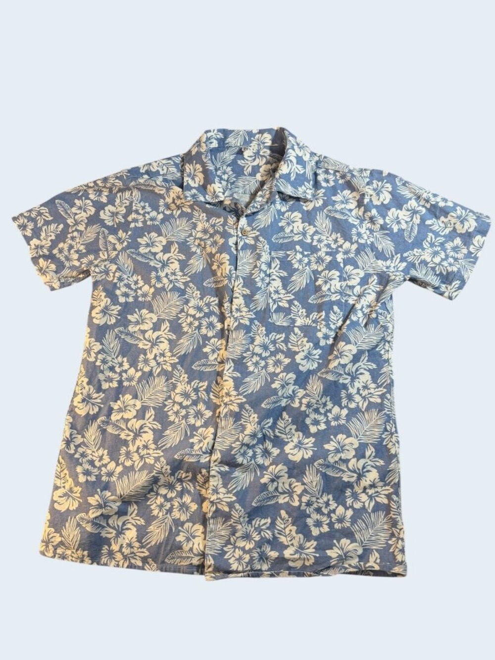 COOFANDY Men's Blue Hibiscus Floral Hawaiian Short Sleeve M